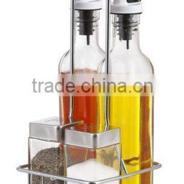 SINOGLASS 4 pcs square shape glass salad dressing rack set