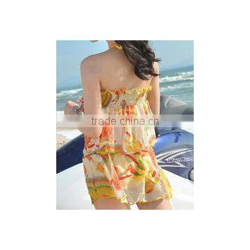 BSC095 Hot Pretty Women One Piece Printing Skirt Bikini Swimwear photo-3