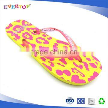 Summer beach custom printed outdoor EVA flip flop with diamond strap yellow slippers for women shoes