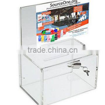 Source One Small 5-Inch Wide Deluxe Oblong Donation Box With Ad Frame & Free Lock photo-2