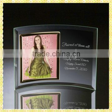 New Design Arc Crystal Glass Photo Frame For Business Cooperation Gifts