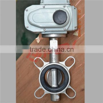 wafer ss410 soft seal butterfly valve with electric actuator