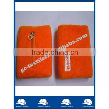 wholesale cheap custom embroidery zipper cotton terry wristband