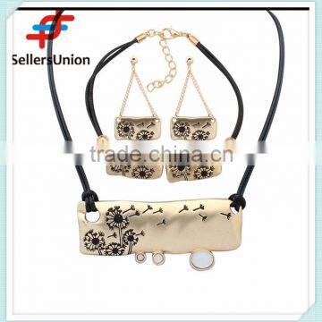 No.1 Yiwu Exporting Commission Agent Wanted pu Black Long Chain Necklace/earrings/bracelet Jewelery Set photo-4