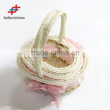 2017 No.1 Yiwu agent hot sale export commission agent 3PCS/Set Handmade Flowers Fruits Bread Basket Hamper With Handle