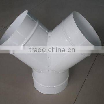 Galvanized Steel Y Branch Tee 3 Way Tube Duct Fitting Connector for Hydroponic Air Ventilation System