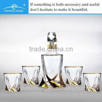 unique glass whiskey decanter; golden desinger glassware;high quality wine glass decanter