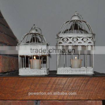 Set Of 2 Square Bird Cage Vintage Victorian Style Outdoor Indoor Garden White photo-3