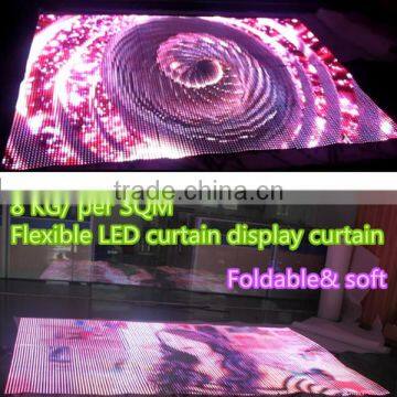Rental soft flexible led curtain display for stage backsdrop concert live video uesd