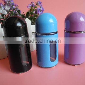 kitchen spray colored bullet shape glass table condiment holder with hole lid