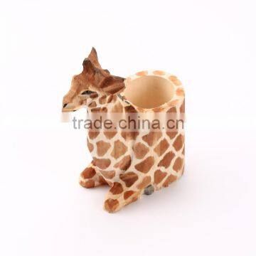 Novelty Wooden Hand Craft Animal Pen Holder, Creative Wooden Craft Animal Pen Pot photo-2