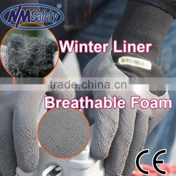 NMSAFETY winter style double liner coated latex warm rubber gloves hand job gloves