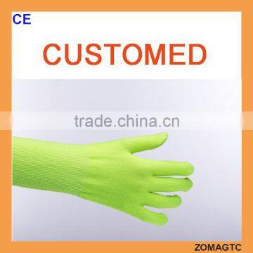 extra long household pu cleaning gloves,long sleeve nylon gloves, sleeves gloves