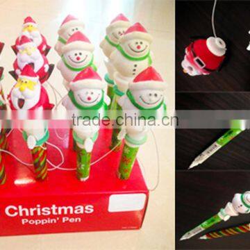 Wholesale promotional artificial santa and snowman spring pen