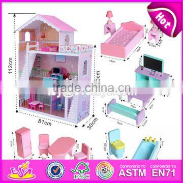 2017 New Design Girls Miniature Toys Wooden Doll House Kits W06A083 photo-2