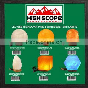 USB POWERED HIMALAYAN PINK/ WHITE SALT CRYSTAL ROCK SALT MINI LAMPS GROUP
