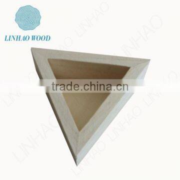 Handmade small craved decorative triangle shaped wooden unfinished tray