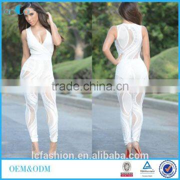 Sexy Two Piece Bodycon Mesh Sheer Bodysuit Jumpsuit Women