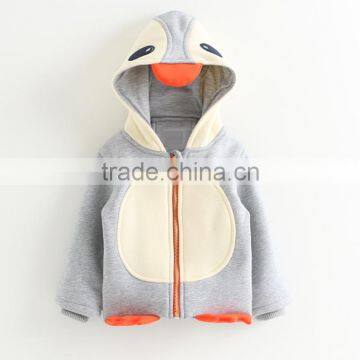 Super Cute Childrens Penguin Pattern Hoodie Biker Jacket photo-2