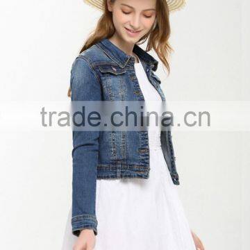 oem service korean style loose fancy short style denim jacket wholesale