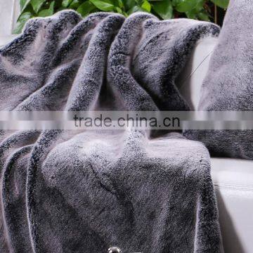 Heavy Weight Thick Warm 100% Polyester Rabbit Fur Blanket Tip Dye photo-4
