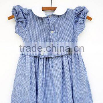 Baby Girls Dress Designs Hand Work Cotton Blue Dress photo-2