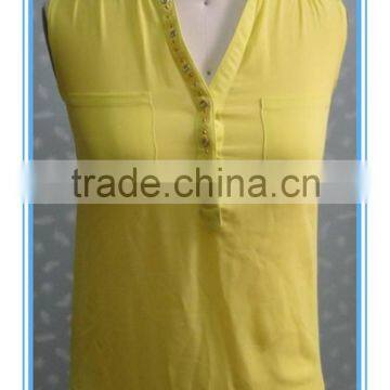 High Fashion 2015 Scoop Women Yellow Tank Top photo-2
