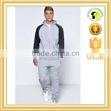 hot sale raglan hooded tracksuit popular splice tracksuits for men