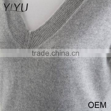 Wholesale Custom Winter Women Comfortable Solid Color v Neck Cashmere Pullover photo-6