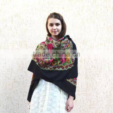 Vintage Ukrainian Shawl,Russian Shawl, Wool Shawl, Tablecloth, Floral Shawl , Floral Scarf, photo-4