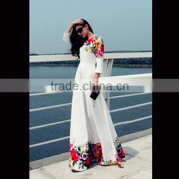 Walson 2016 New Women Dresses With White Floral Maxi Dress Women Floral Party Evening Dress Women Clothing photo-3
