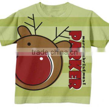 Christma latest design applique hot sale little boys T-shirt