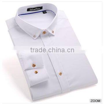 New Style Metal Button Shirt Latest Design for Men 2016 Organic Cotton Leisure Shirt photo-2