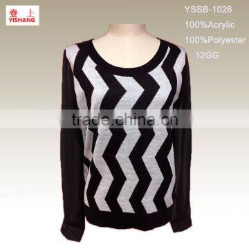 Jacquard Sweater 100%Acrylic Woolen Sweater for Ladies