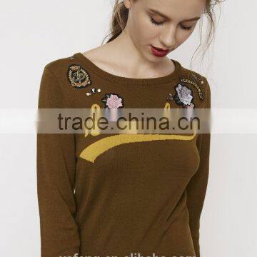 Hot Sale Girl's Embroidery Pattern Knitted Sweater Designs Pullover photo-4