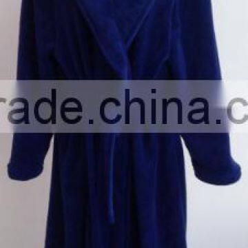 China supplier high quality lady's lapel style solid flannel robe