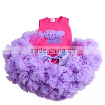 Yawoo Zebra Sleeveless Cotton Top and Satin Tulle Pettiskirts Suit Kids Clothes 2016 photo-3