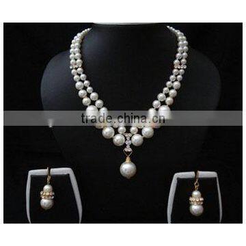 Fashion Pearl and Crystal Jewelry Set/ Pearl Necklaces and Pearl Earring Set/wedding Pearl Jewelry Set