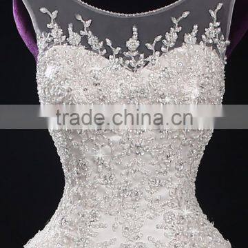 2017 New Style Luxury Beaded Round Neck Long Sleeve Mermaid Lace Wedding Dress BS42 photo-4