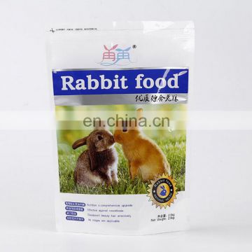 China factory wholesale plastic pvc laminated stand up pouch for rabbit food packing with zipper