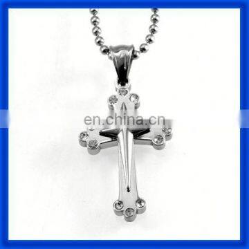 popular wholesale mens silver stainless steel necklace cross pendant