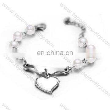 Stainless steel make beaded heart shape bracelet for women