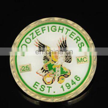 High Performance Round gold plated color filled in coin with epoxy covered