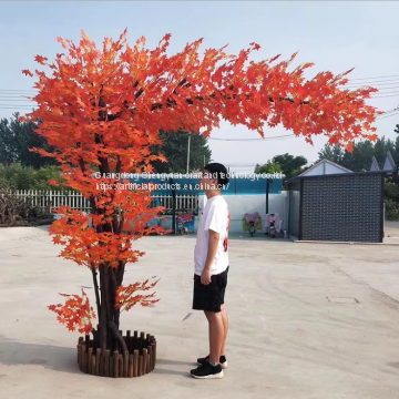 plastic material small artificial maple tree with steel structure