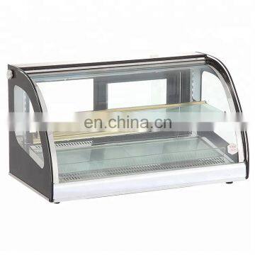 Commercial Desktop Arc Thermal Insulation Bread Egg Tart Food Cake Warming Glass Food Warmer Display Showcase