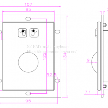 Mini industrial kiosk trackball, mechanical/ optical, industrial mouse