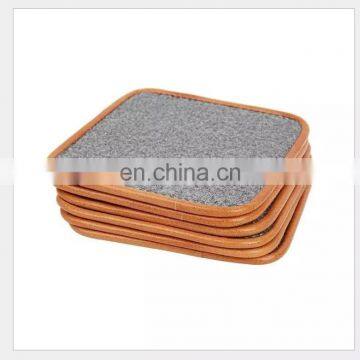 Customized felt cup mat Coasters with PU leather trim edge