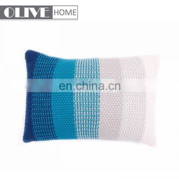 2019 Ombre Blue Acrylic Knitted Home Pillow Back Decorative Cushion Cover Cushions for Sofa photo-3