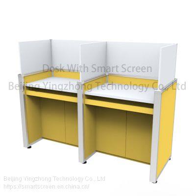 Height-adjustable Computer Desk Workstation Lifting Hidden Screen Language Lab Table Anti-disturb Cubicle Partiton Study Carrel Dividers photo-2