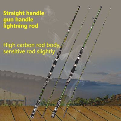 Black Casting Straight Handle Telescopic Fishing Rod Tools China Super Hard Hand Rod photo-2